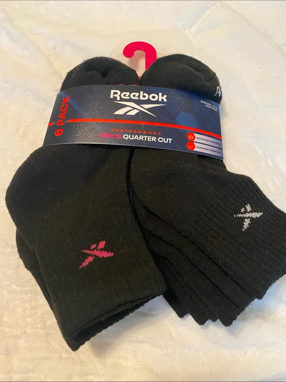Reebok Performance Girls Quarter Cut 6 pack Socks